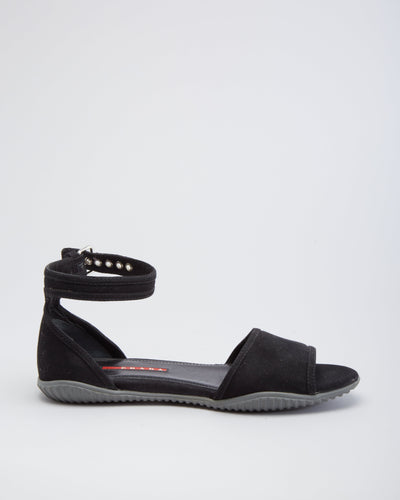 Prada Black Canvas Flat Sandals  - UK 6