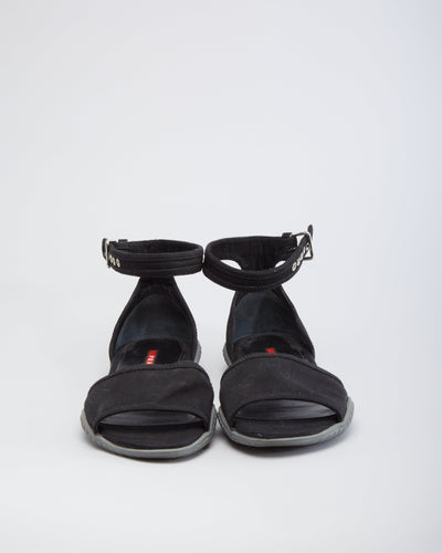 Prada Black Canvas Flat Sandals  - UK 6