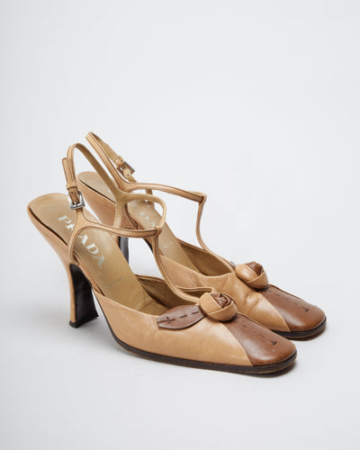 PRADA VINTAGE KILTIE HEELS WITH ANKLE STRAPS  - UK 6