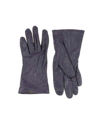 Vintage purple stitch leather gloves - M