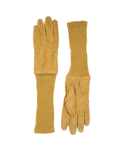 Vintage suede and knitted gloves - M