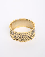 Gold Tone Checked Pattern Bangle