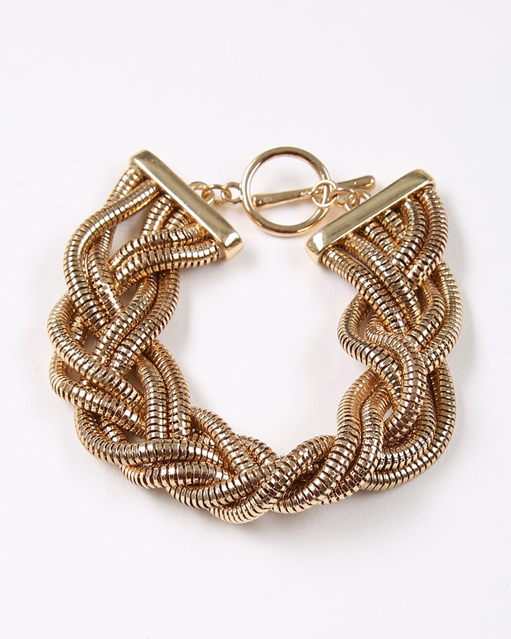 Platted Gold Tone Multi Strand Bracelet