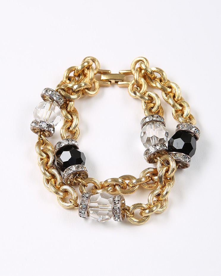 Y2K Chunky Gold Tone And Beads Bracelet