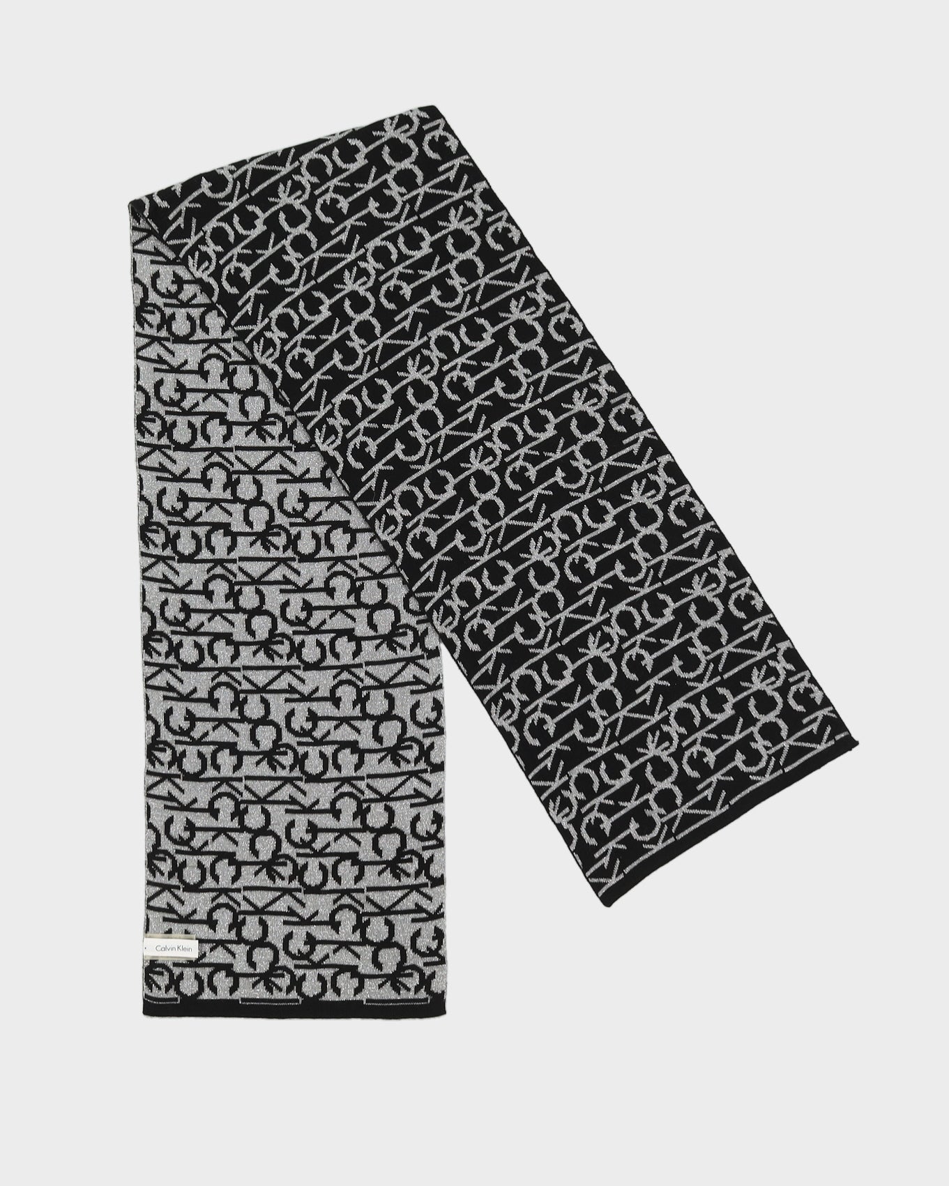 Calvin Klein black and silver knitted scarf