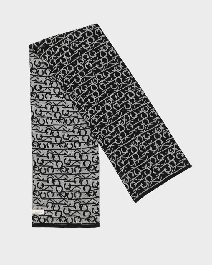 Calvin Klein black and silver knitted scarf