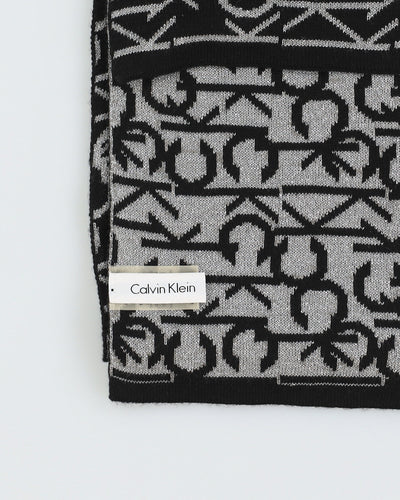 Calvin Klein black and silver knitted scarf