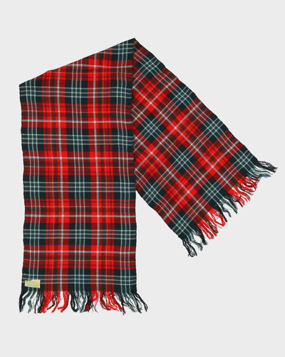 1950s Red Plaid Wool Scarf
