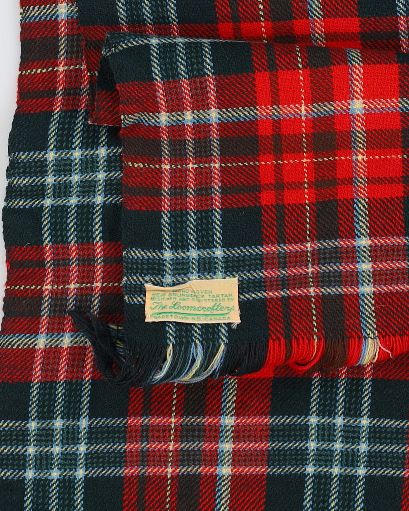 1950s Red Plaid Wool Scarf