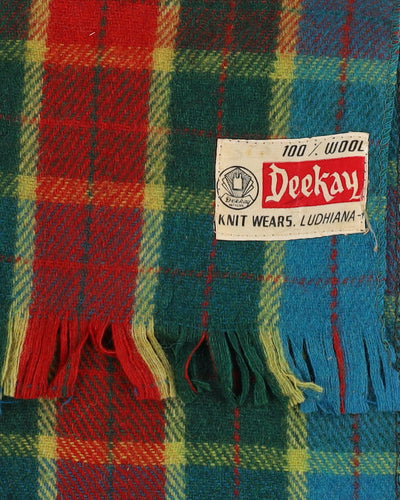 1950s Deekay Plaid Wool Scarf