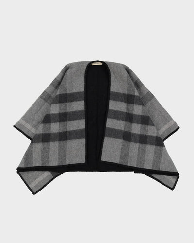 Burberry Grey Checked Cashmere Shawl / Wrap - One Size