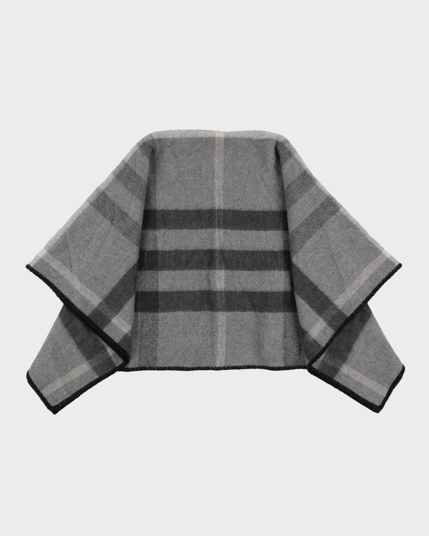 Burberry Grey Checked Cashmere Shawl / Wrap - One Size