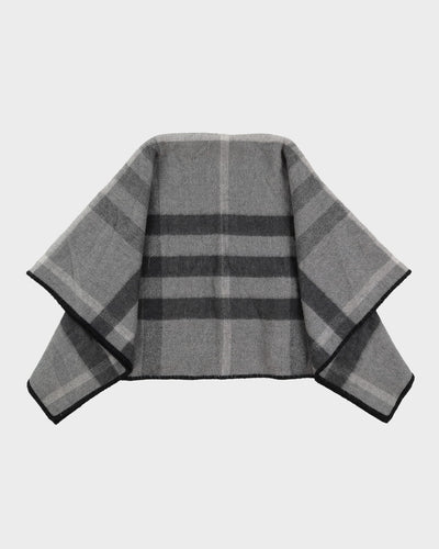 Burberry Grey Checked Cashmere Shawl / Wrap - One Size