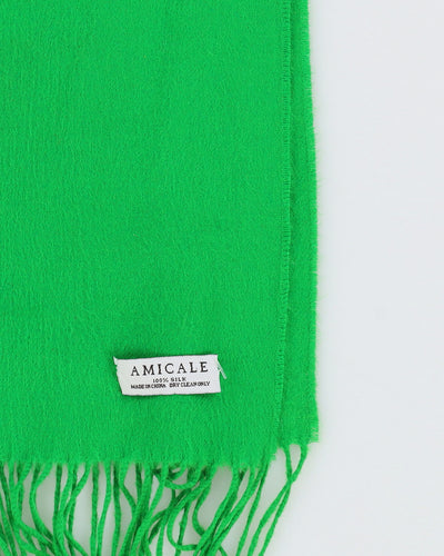 Green Brushed Silk Scarf - One Size