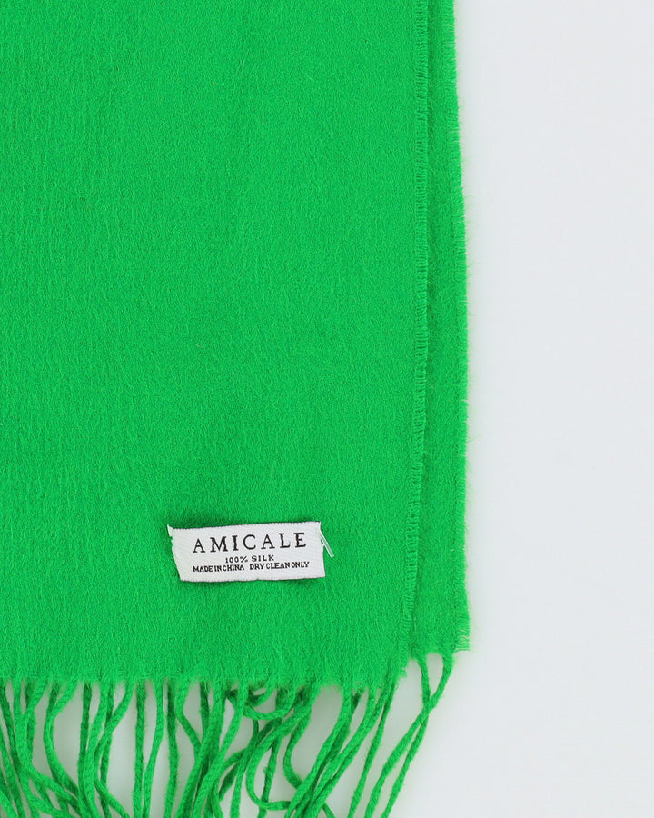 Green Brushed Silk Scarf - One Size