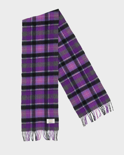 Edinburgh Purple Plaid Cashmere Scarf - One Size