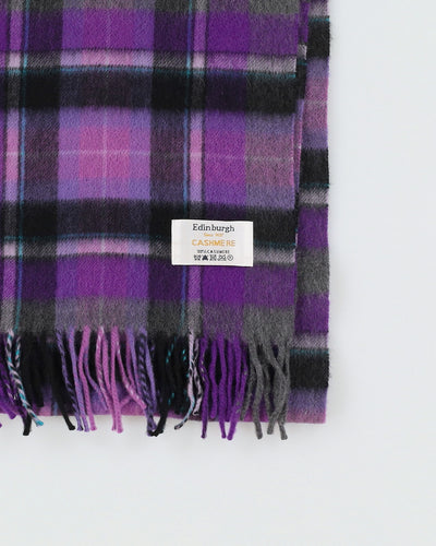 Edinburgh Purple Plaid Cashmere Scarf - One Size