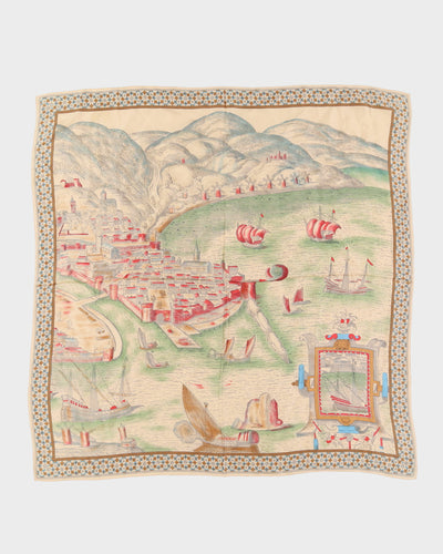 Elaine Gold Patterned Silk Scarf - One Size