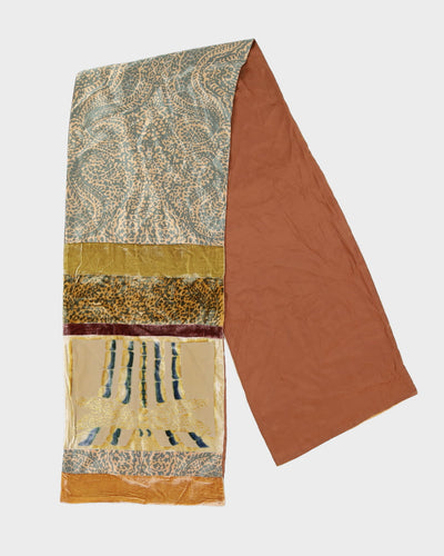 The Met Museum Of Art Brown Patterned Silk Blend Scarf - One Size