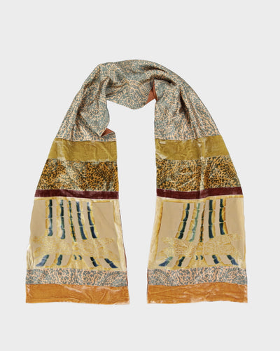 The Met Museum Of Art Brown Patterned Silk Blend Scarf - One Size