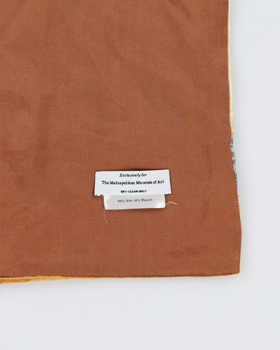The Met Museum Of Art Brown Patterned Silk Blend Scarf - One Size