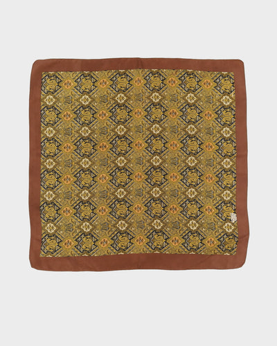 1970s Liberty Of London Brown Patterned Silk Twill Scarf - One Size