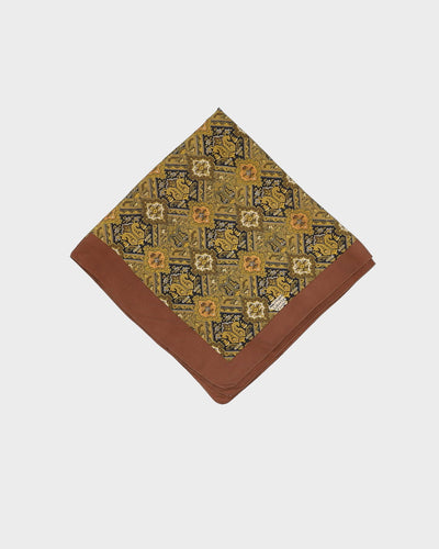 1970s Liberty Of London Brown Patterned Silk Twill Scarf - One Size