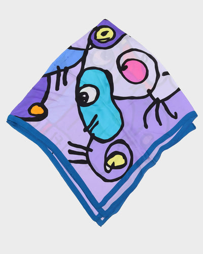 Blue Made In Italy Patterned Silk Scarf - One Size