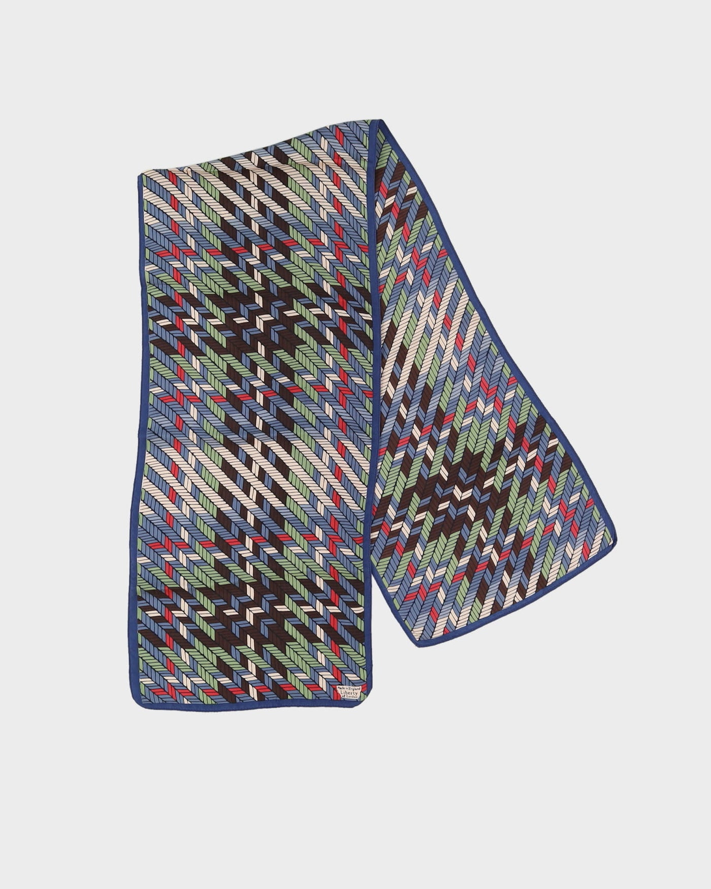 Vintage Liberty Blue Patterned Silk Scarf - One Size