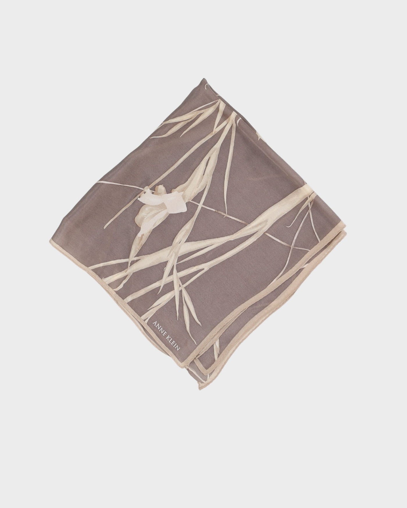 Vintage Anne Klein Grey Patterned Silk Scarf - One Size