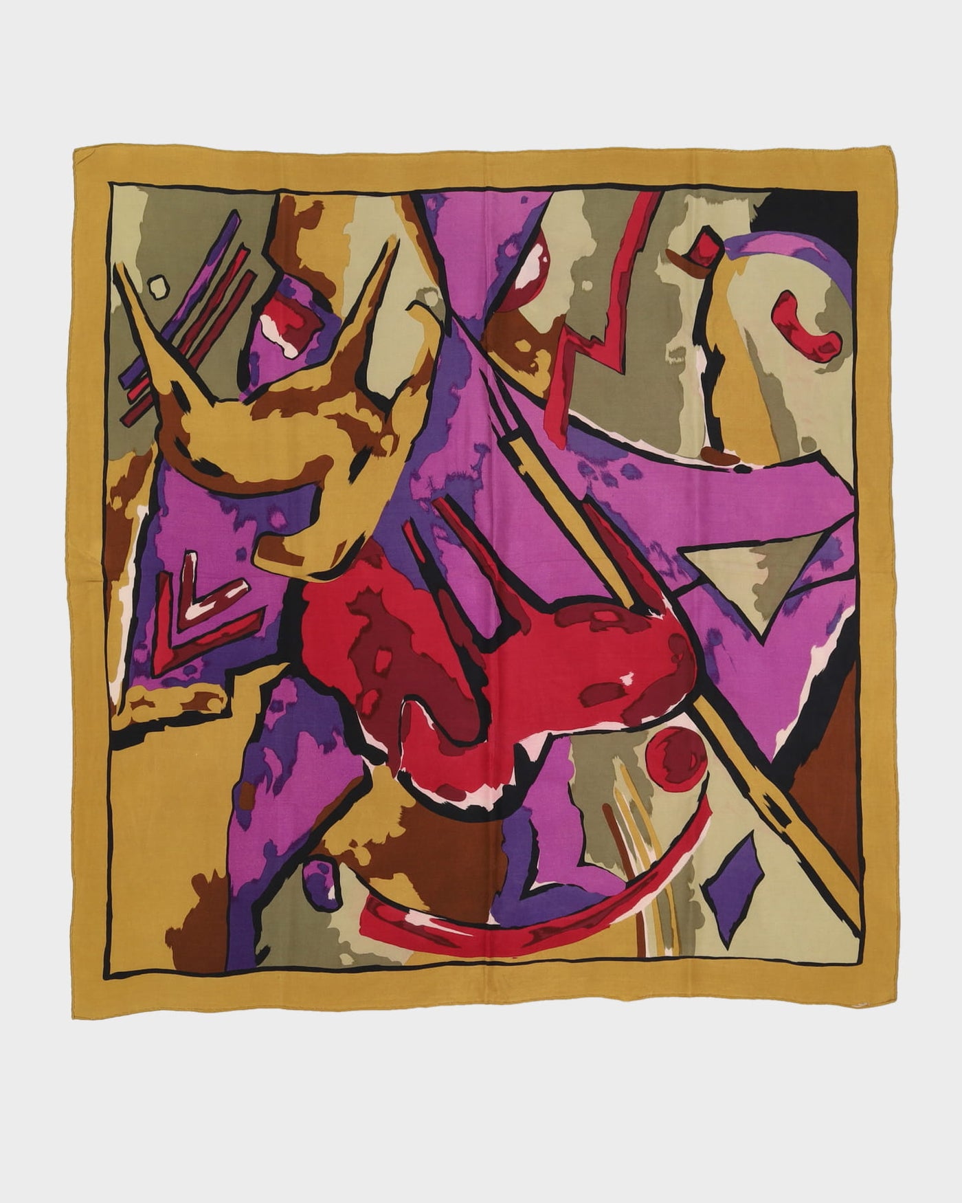 Vintage Burgundy Patterned Silk Scarf - One Size