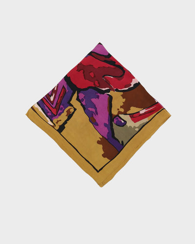 Vintage Burgundy Patterned Silk Scarf - One Size