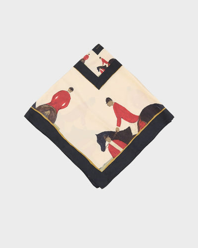 Black Equestrian Patterned Silk Scarf - One Size
