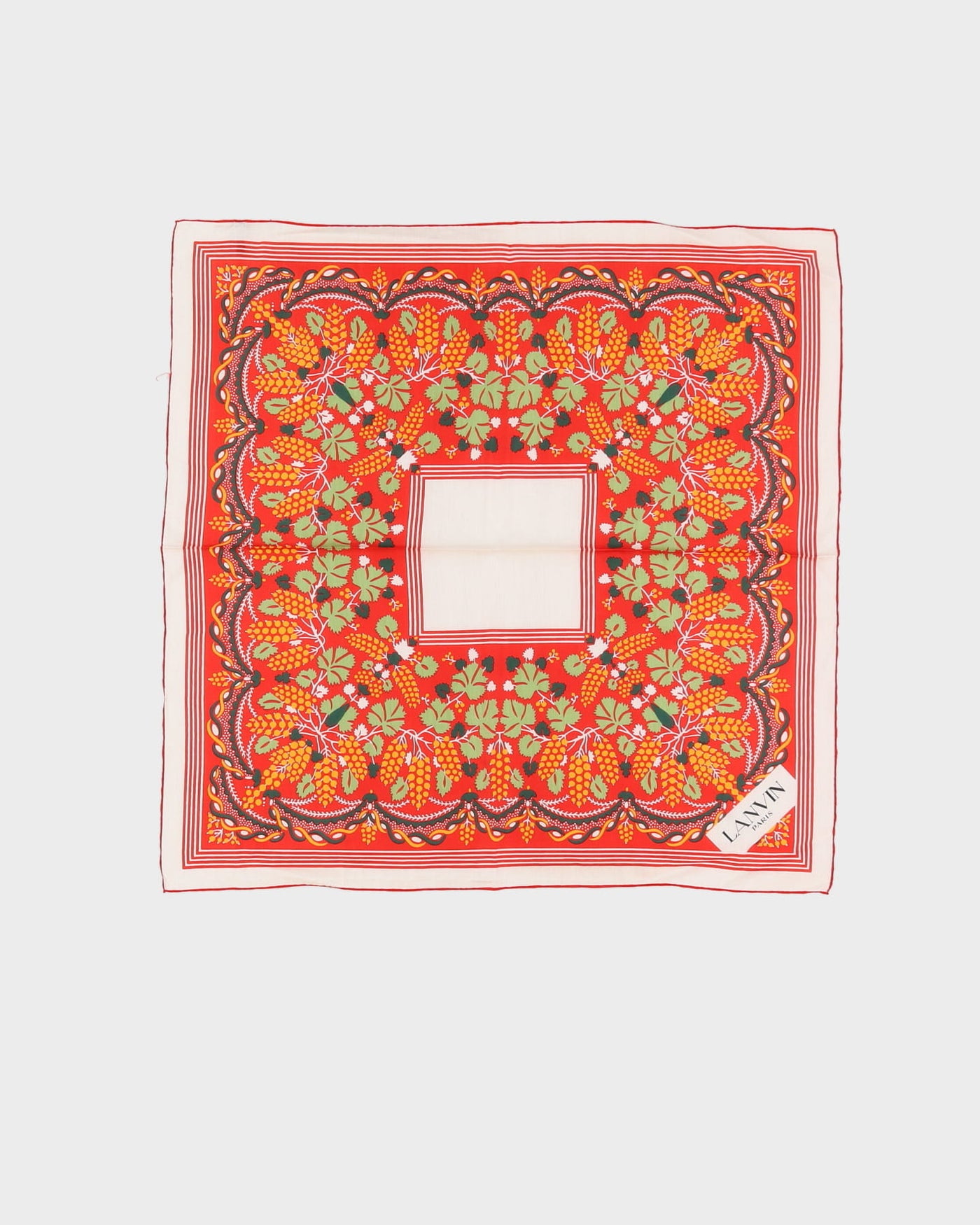 Vintage Lanvin Red Patterned Silk Scarf - One Size