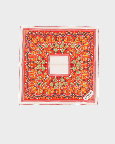 Vintage Lanvin Red Patterned Silk Scarf - One Size