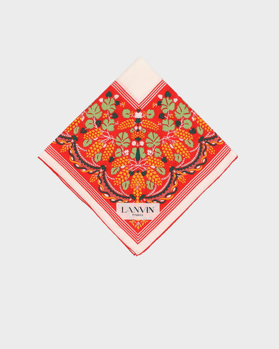 Vintage Lanvin Red Patterned Silk Scarf - One Size