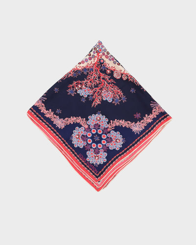 Louis Vuitton Blue With Pink Pattern Silk Scarf - One Size