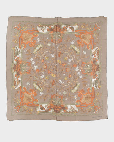Brown Patterned Chiffon Scarf - One Size
