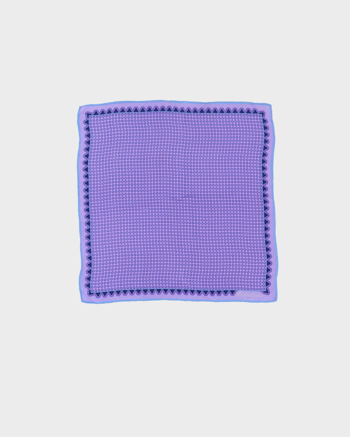 Blue Patterned Silk Hankie Scarf - One Size