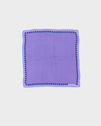 Blue Patterned Silk Hankie Scarf - One Size