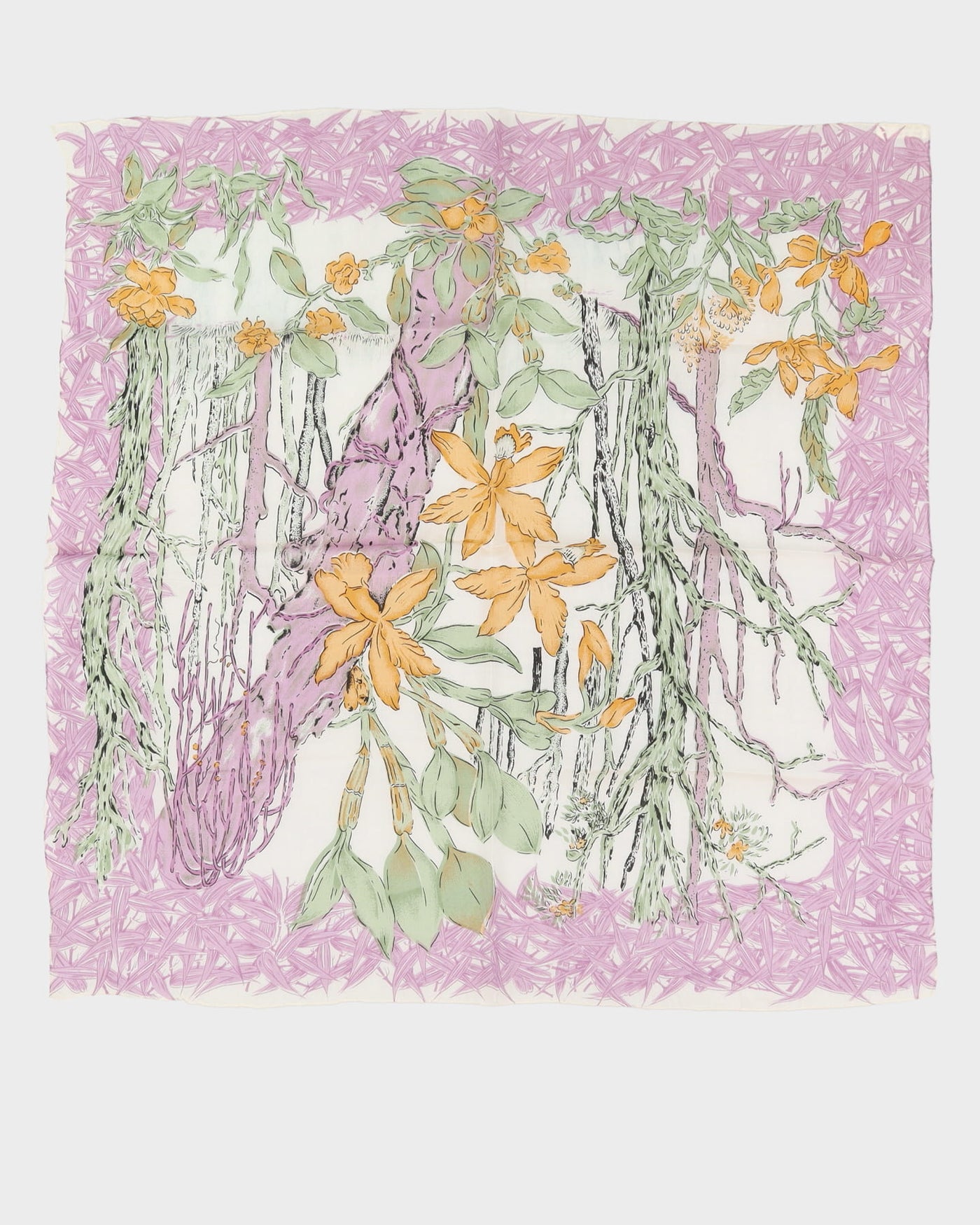 Lilac Patterned Thai Silk Scarf - One Size