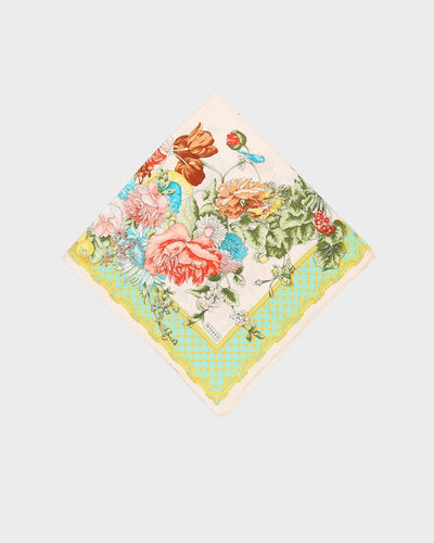 Vakko Green Floral Patterned Silk Scarf - One Size