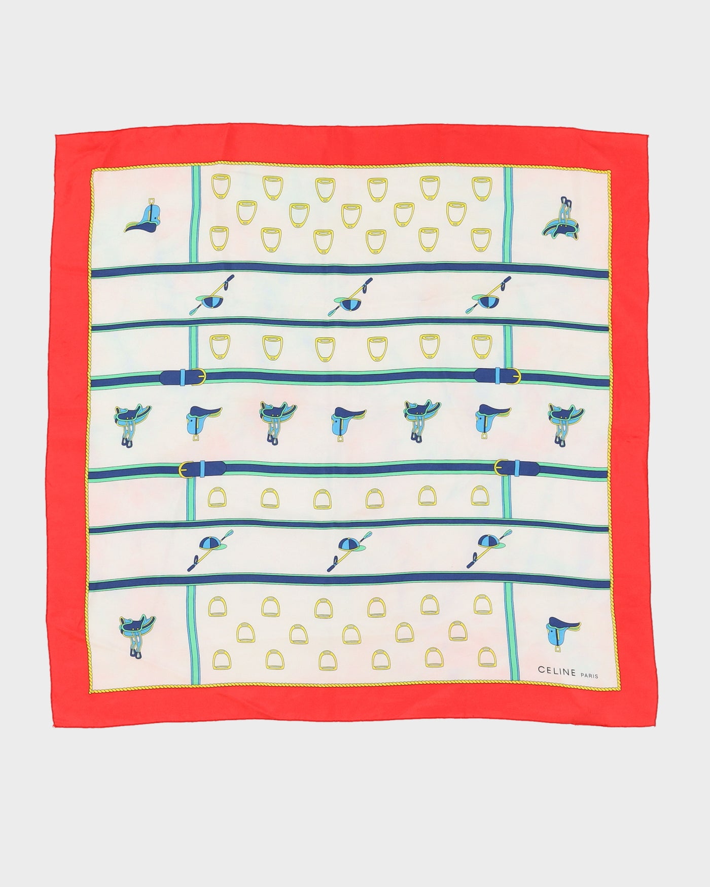 Celine Equestrian Patterned Silk Scarf