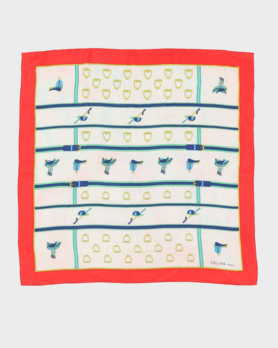 Celine Equestrian Patterned Silk Scarf