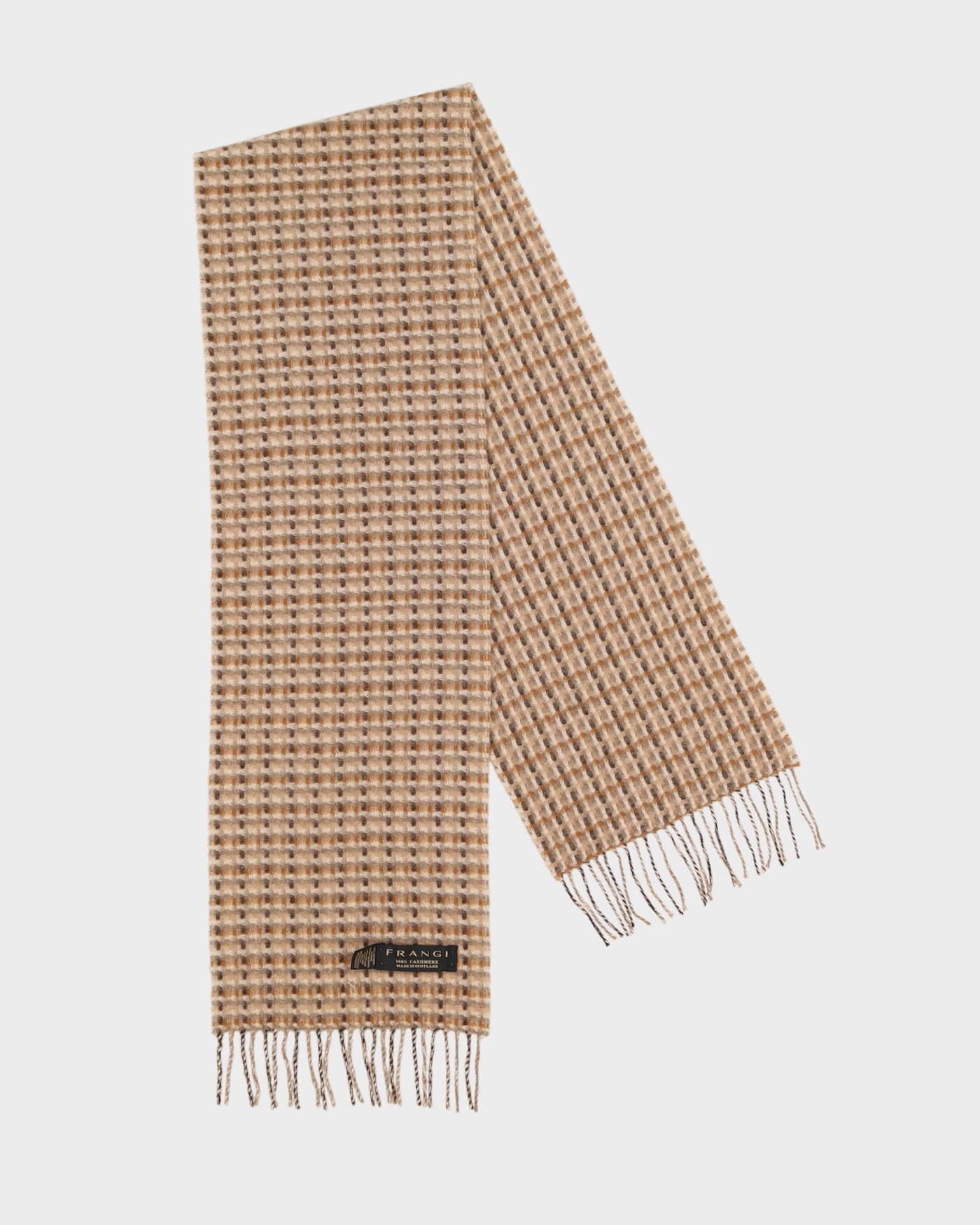 Beige Checked Cashmere Scarf