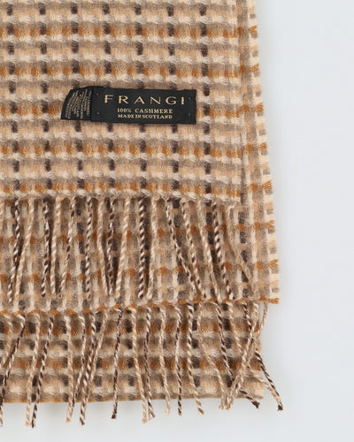Beige Checked Cashmere Scarf