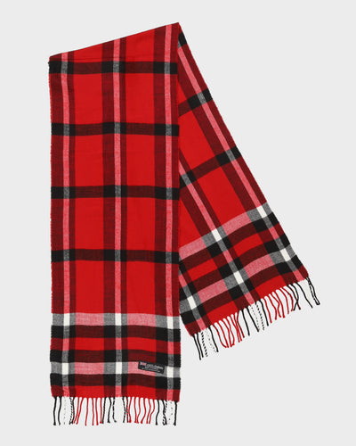 Red Checked Cashmere Scarf