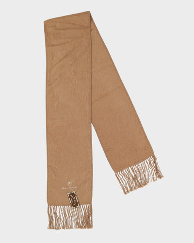 Beige Alpaca Fringed Scarf