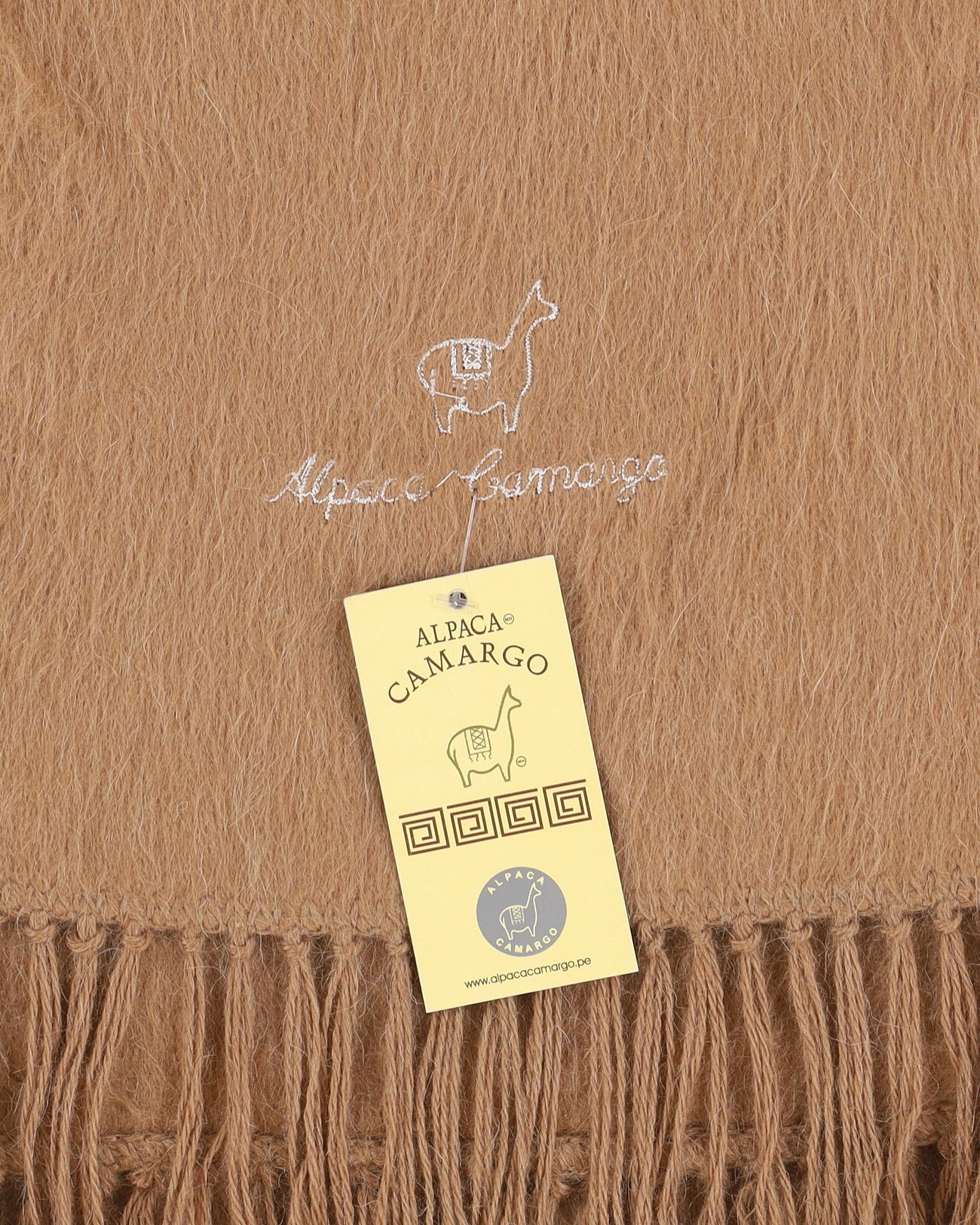 Beige Alpaca Fringed Scarf