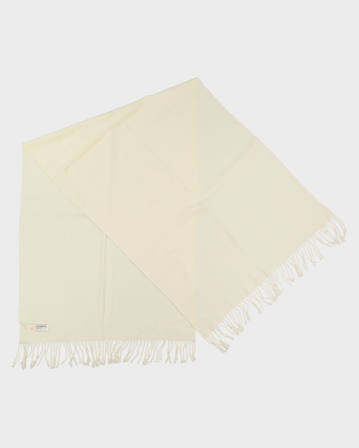 Cream Fringed Cashmere Scarf